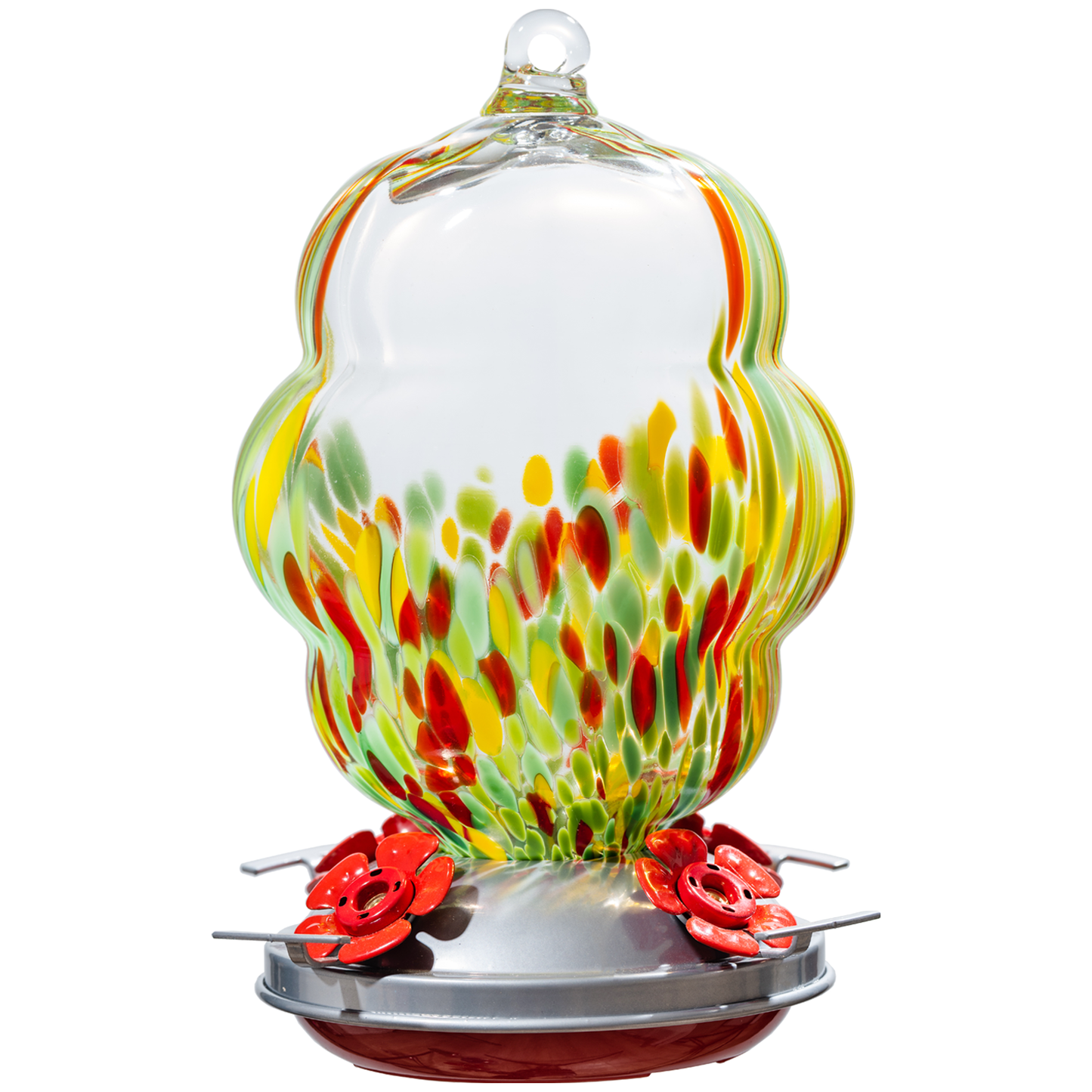 Muse Garden Hummingbird Feeders for Outdoors Hanging, 24 Ounces, Multi-colored, Blown Glass Hummingbird Feeder, Unique Hummingbird Gifts for Women