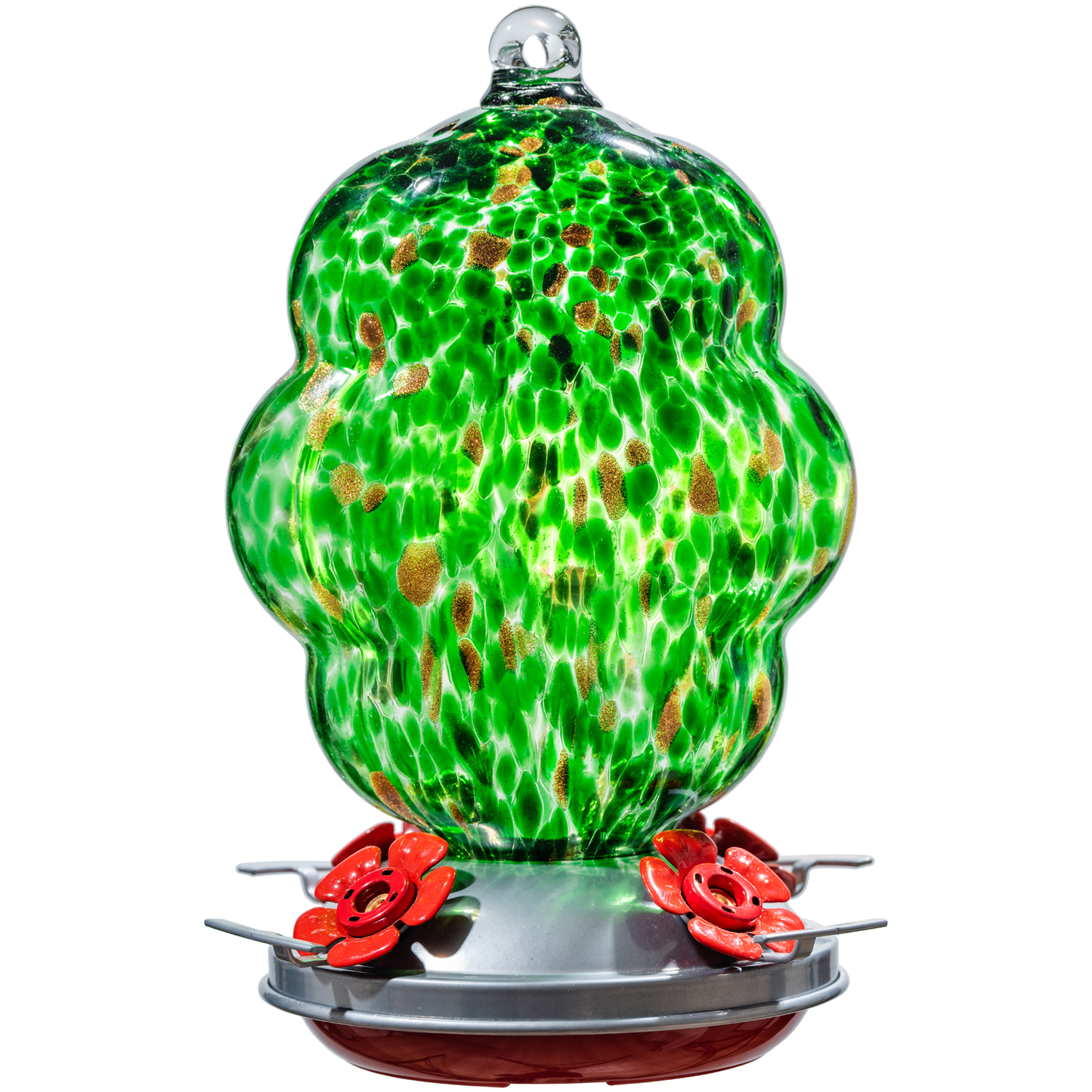 Muse Garden Hummingbird Feeders for Outdoors Hanging, 24 Ounces, Green, Blown Glass Hummingbird Feeder, Unique Hummingbird Gifts for Women, 24 Ounces, Green