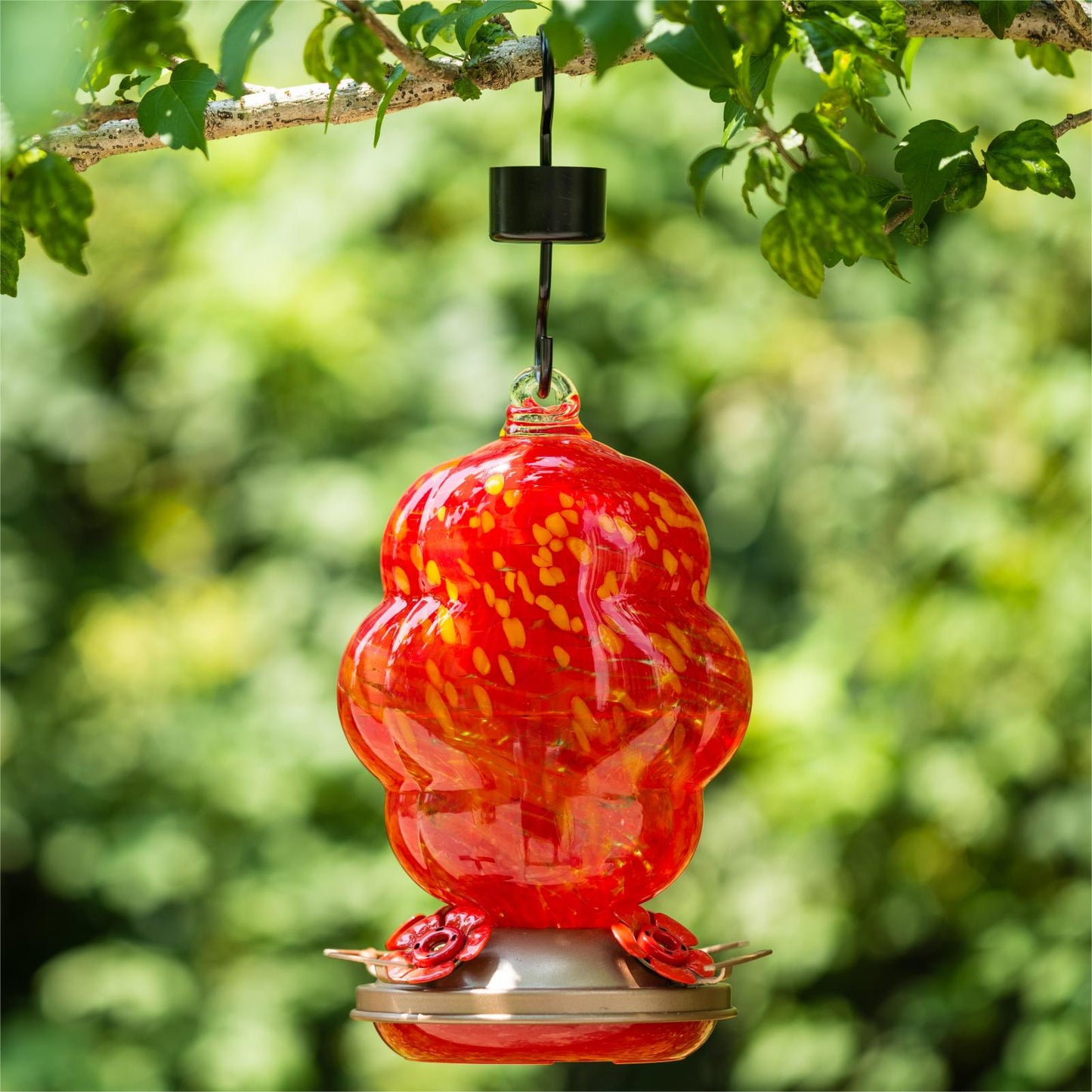 Muse Garden Hummingbird Feeders for Outdoors Hanging, 24 Ounces, Flame, Blown Glass Hummingbird Feeder, Unique Hummingbird Gifts for Women