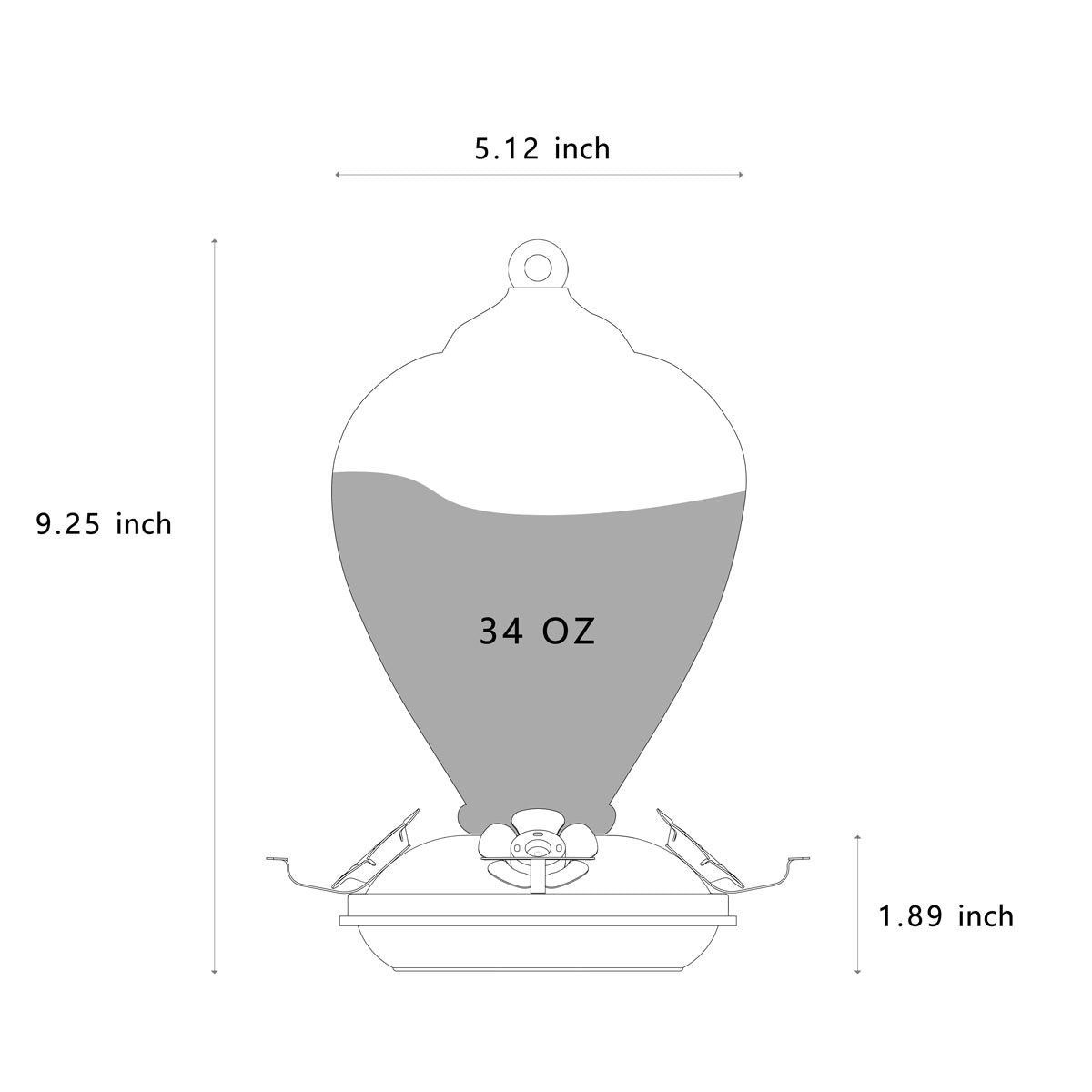 Muse Garden Hand Blown Glass Hummingbird Feeder, 34 Ounces, Phoenix Flying