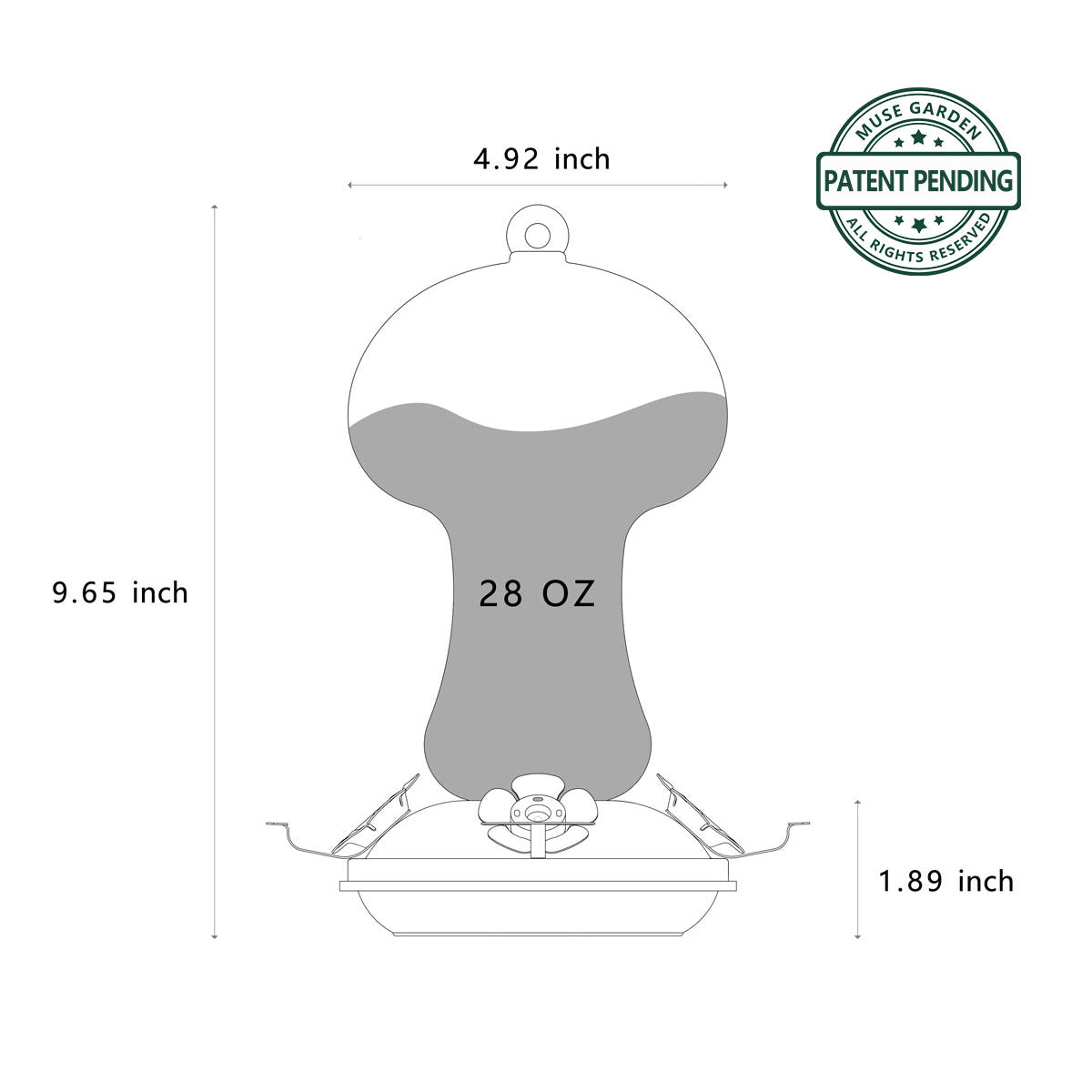 Muse Garden Hand Blown Glass Hummingbird Feeder, 28 Ounces, Tropical Islands