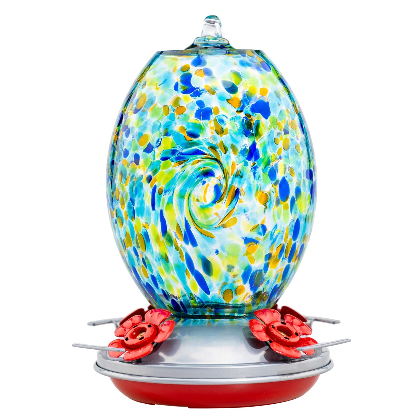 Muse Garden Hand Blown Glass Hummingbird Feeder - 27 Ounces - Starry Night
