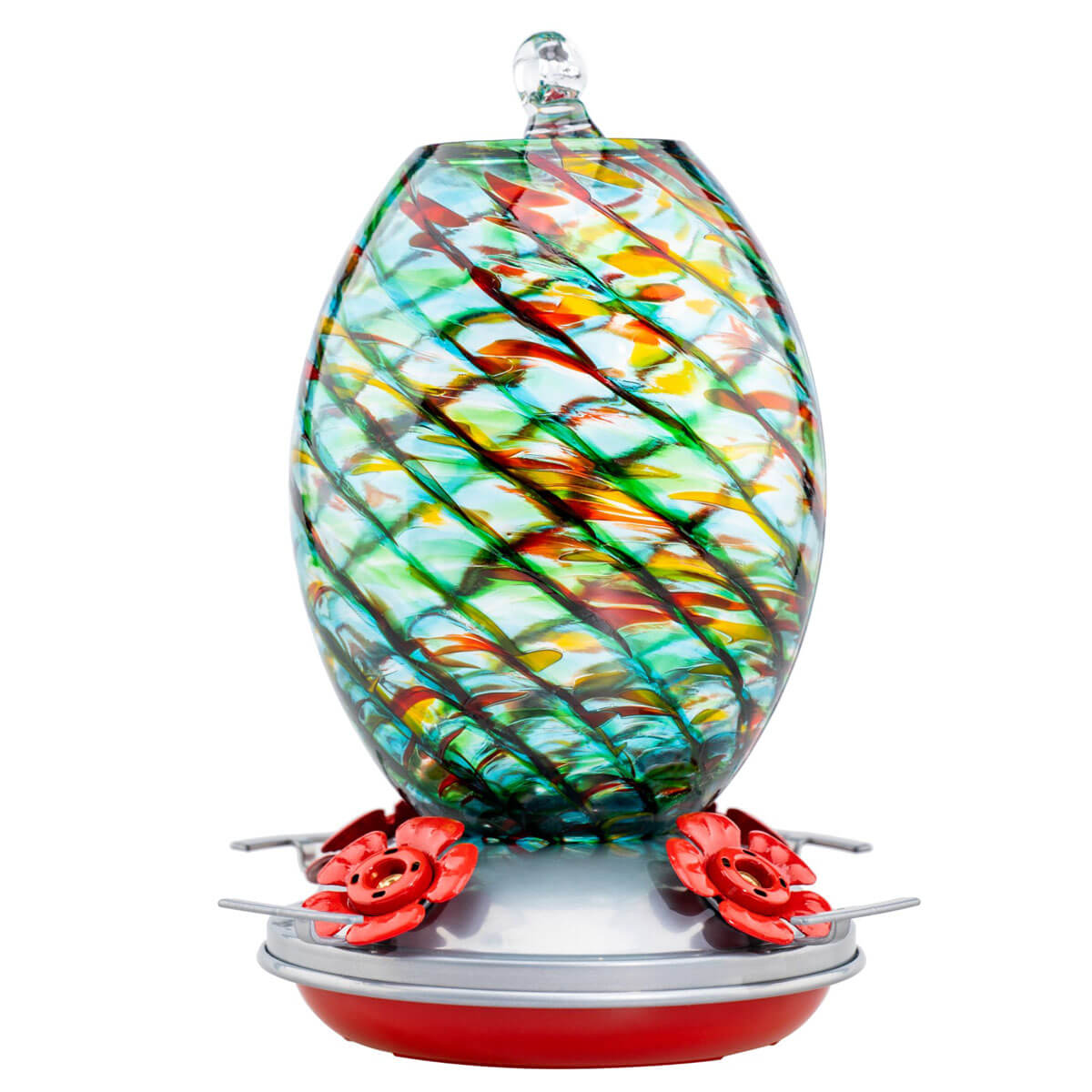 Muse Garden Hand Blown Glass Hummingbird Feeder - 27 Ounces - Hawaii Mermaid