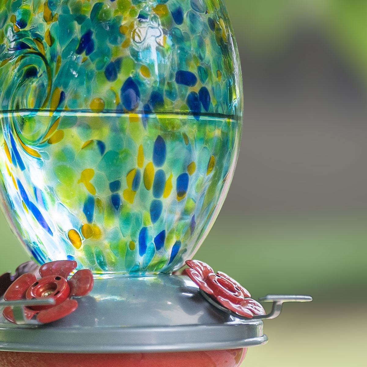 Muse Garden Hand Blown Glass Hummingbird Feeder - 27 Ounces - Starry Night