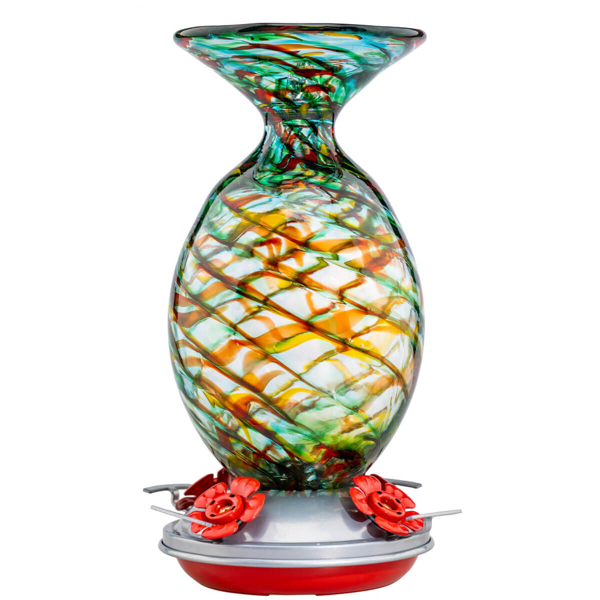 Muse Garden Hand Blown Glass Hummingbird Feeder, 32 Ounces, Hawaii Mermaid