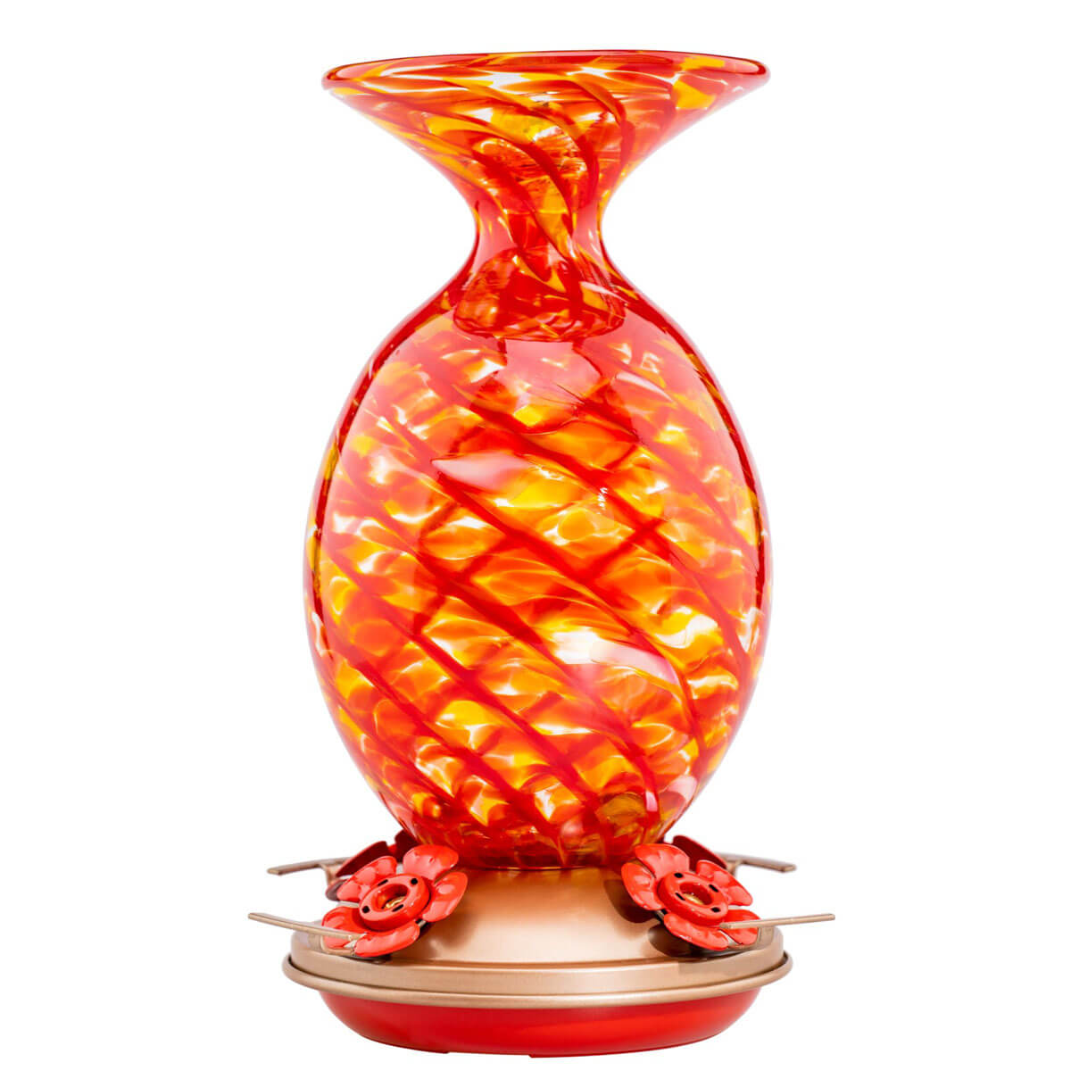 Muse Garden Hand Blown Glass Hummingbird Feeder, 32 Ounces, Flame Mermaid