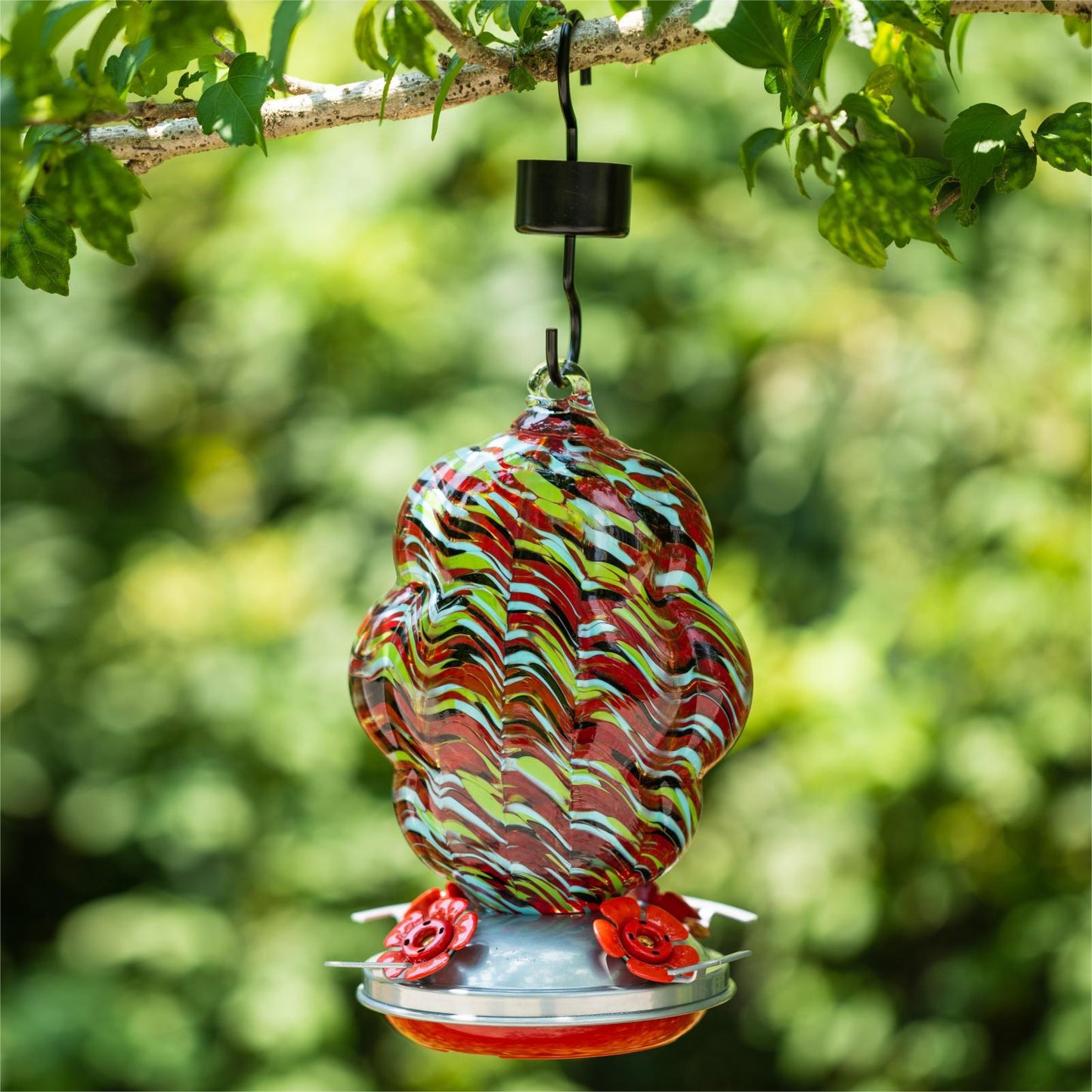 Muse Garden Hummingbird Feeders for Outdoors Hanging, 24 Ounces, Fantacy, Blown Glass Hummingbird Feeder, Unique Hummingbird Gifts for Women