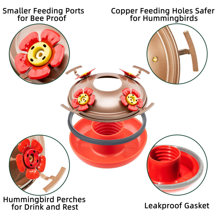 Muse Garden Hummingbird Feeders for Outdoors Hanging, 24 Ounces, Flame