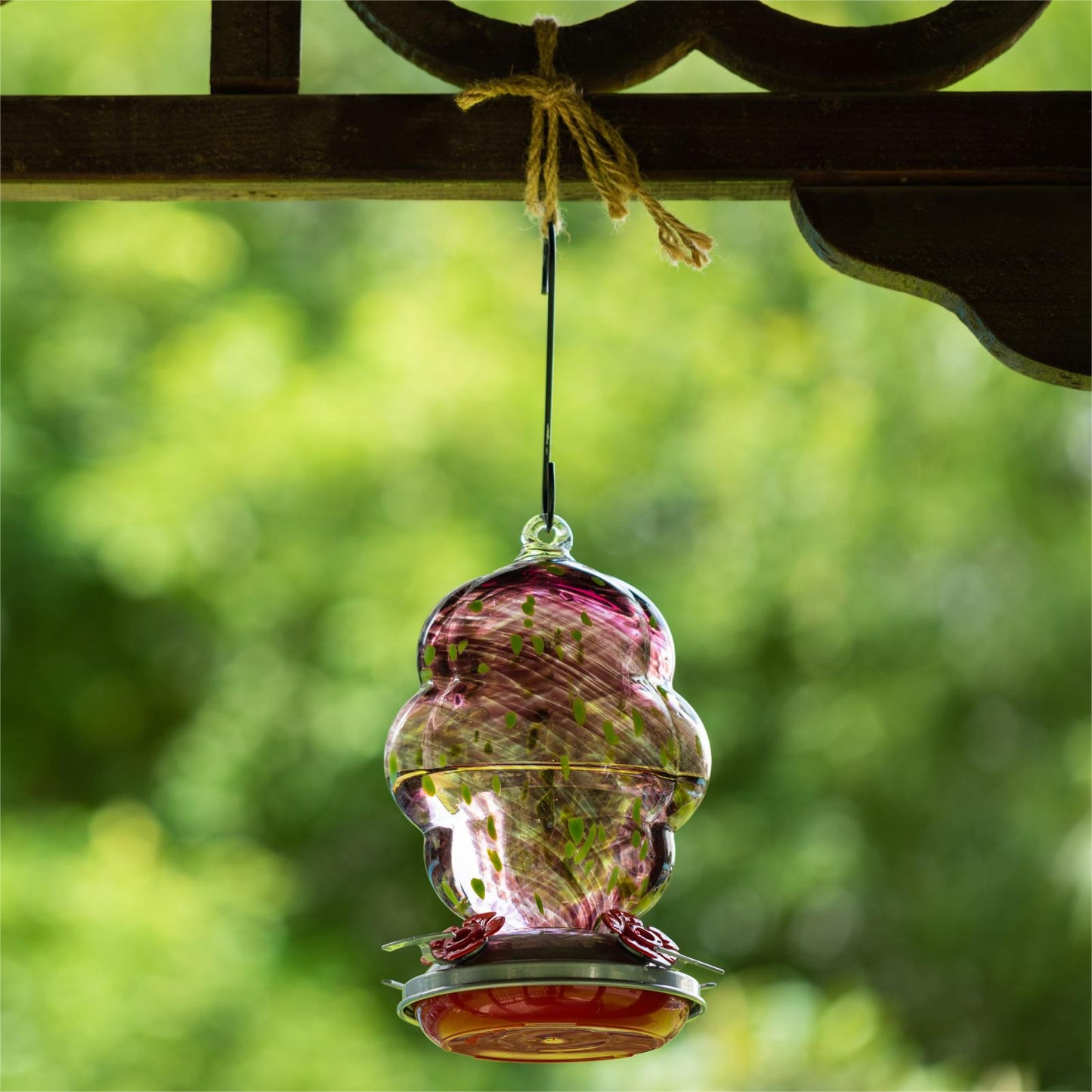 Muse Garden Hummingbird Feeders for Outdoors Hanging, 24 Ounces, purple, Blown Glass Hummingbird Feeder, Unique Hummingbird Gifts for Women