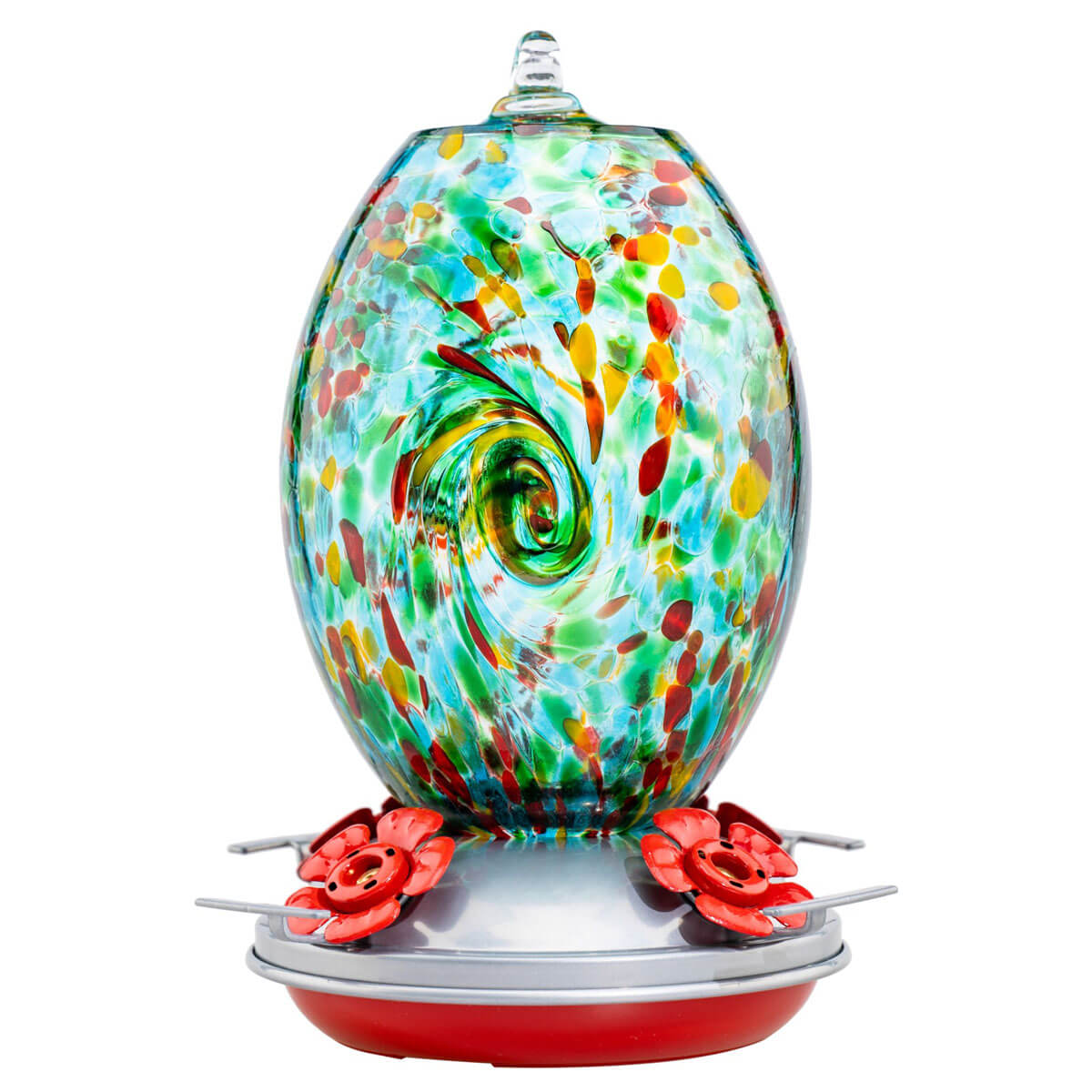 Muse Garden Hand Blown Glass Hummingbird Feeder - 27 Ounces - Venice