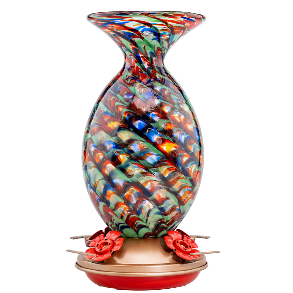 Muse Garden Hand Blown Glass Hummingbird Feeder, 32 Ounces, Fantasy Mermaid