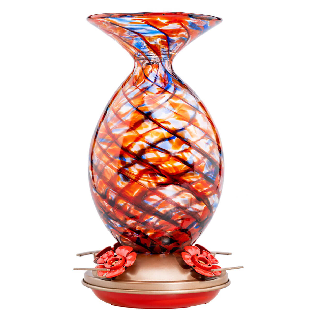 Muse Garden Hand Blown Glass Hummingbird Feeder, 32 Ounces, Retro Mermaid