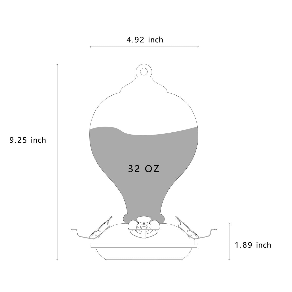 Muse Garden Hummingbird Feeder for Outdoors, Hand Blown Glass, 32 Ounces, Rhapsody